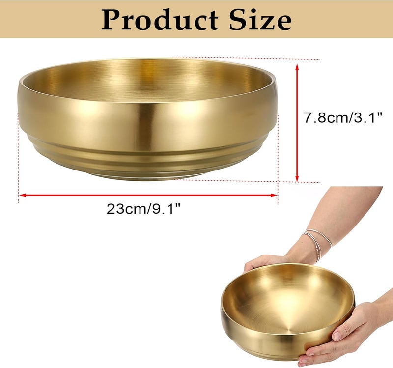 GUSHBIN 9.1 Inches Stainless Steel Bowl Decorative Key Bowl Golden Serving Bowl for Snack Fruit Dish Round Key Dish for Entryway Table Coffee Table Kitchen Counter - Image 2